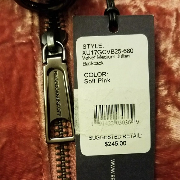Rebecca Minkoff Pink Velvet Juilan Velvet Backpack - Picture 7 of 7